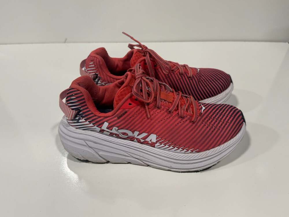 Hoka One One Rincon 2 Women's Running Shoes in Hot Coral/White 9.5
